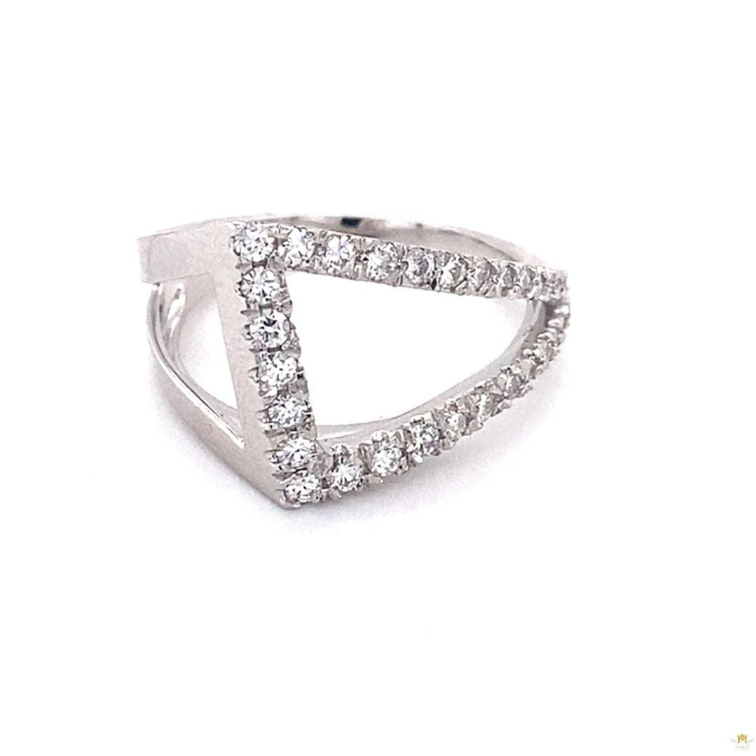 0.51 CTW   Round Near-Colorless Moissanite Statement Ring in 14K White Gold