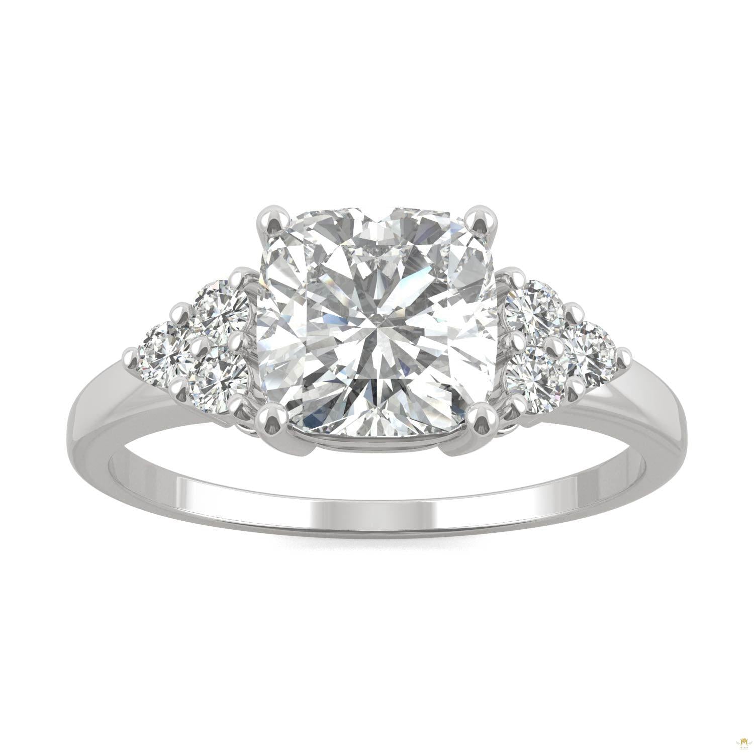 1.88 CTW   Cushion Moissanite Engagement Ring in 14K White Gold