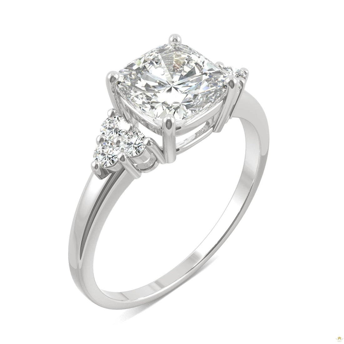 1.88 CTW   Cushion Moissanite Engagement Ring in 14K White Gold