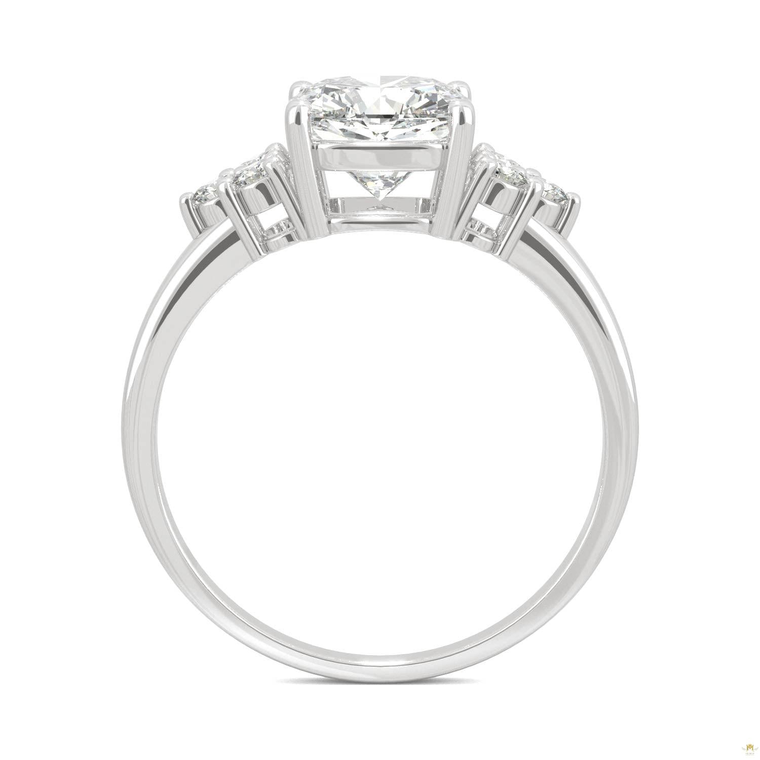 1.88 CTW   Cushion Moissanite Engagement Ring in 14K White Gold