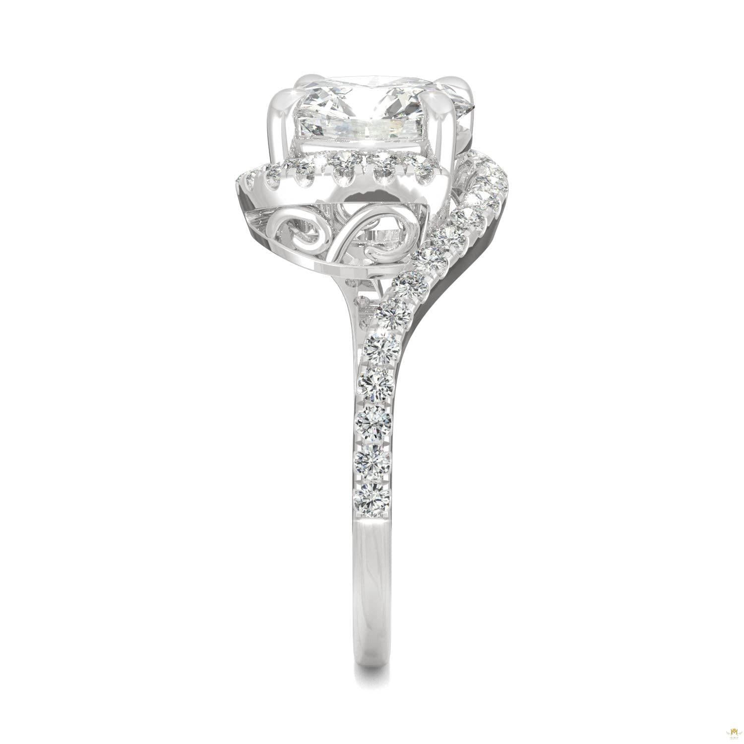 2.24 CTW   Round Moissanite Engagement Ring in 14K White Gold