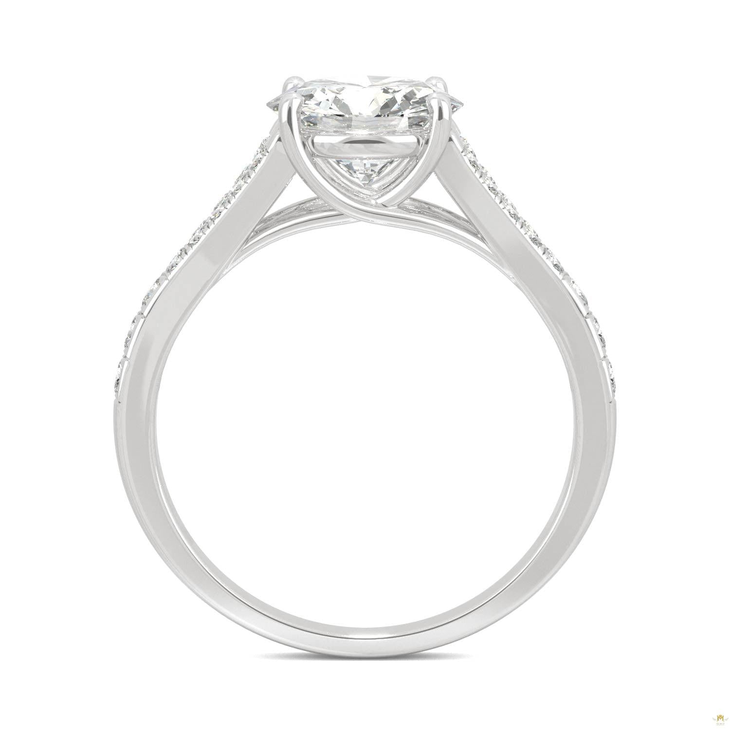 2.24 CTW   Round Moissanite Engagement Ring in 14K White Gold