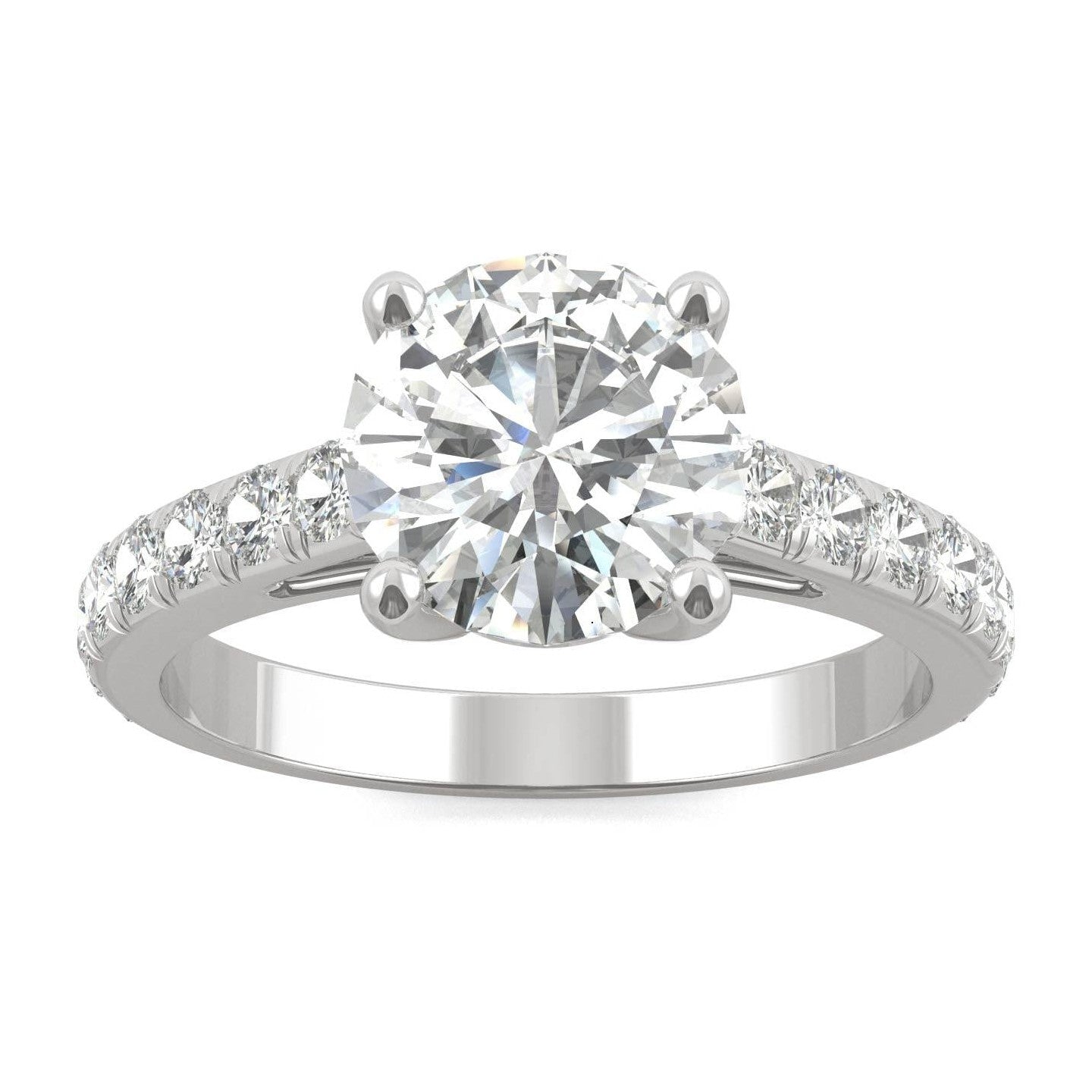 2.38 CTW   Round Moissanite Engagement Ring in 14K White Gold