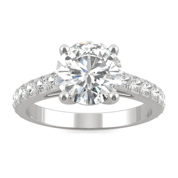2.38 CTW   Round Moissanite Engagement Ring in 14K White Gold