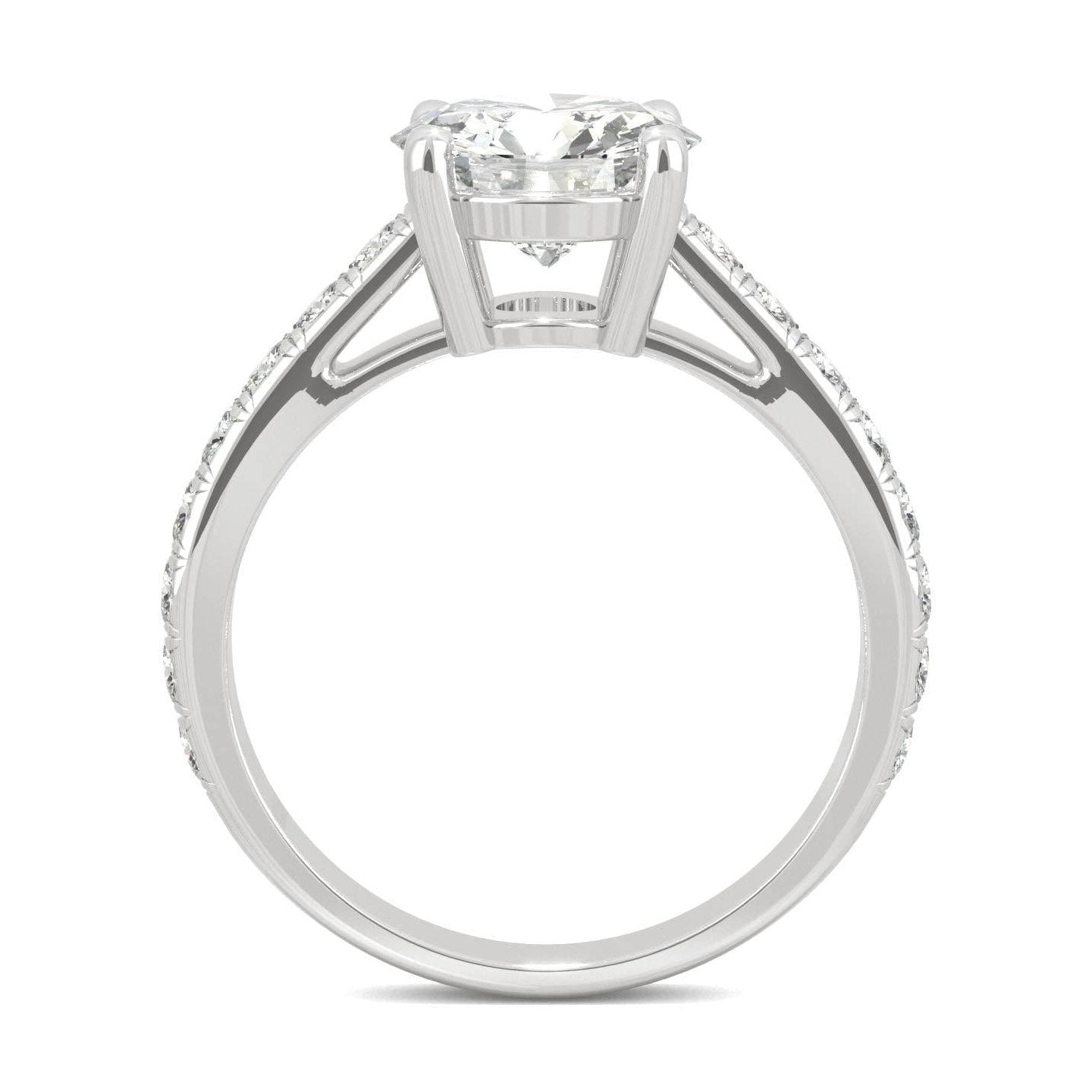 2.38 CTW   Round Moissanite Engagement Ring in 14K White Gold