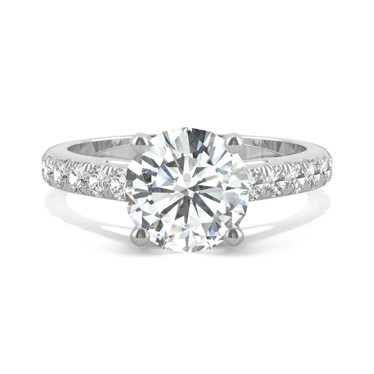 2.38 CTW   Round Moissanite Engagement Ring in 14K White Gold