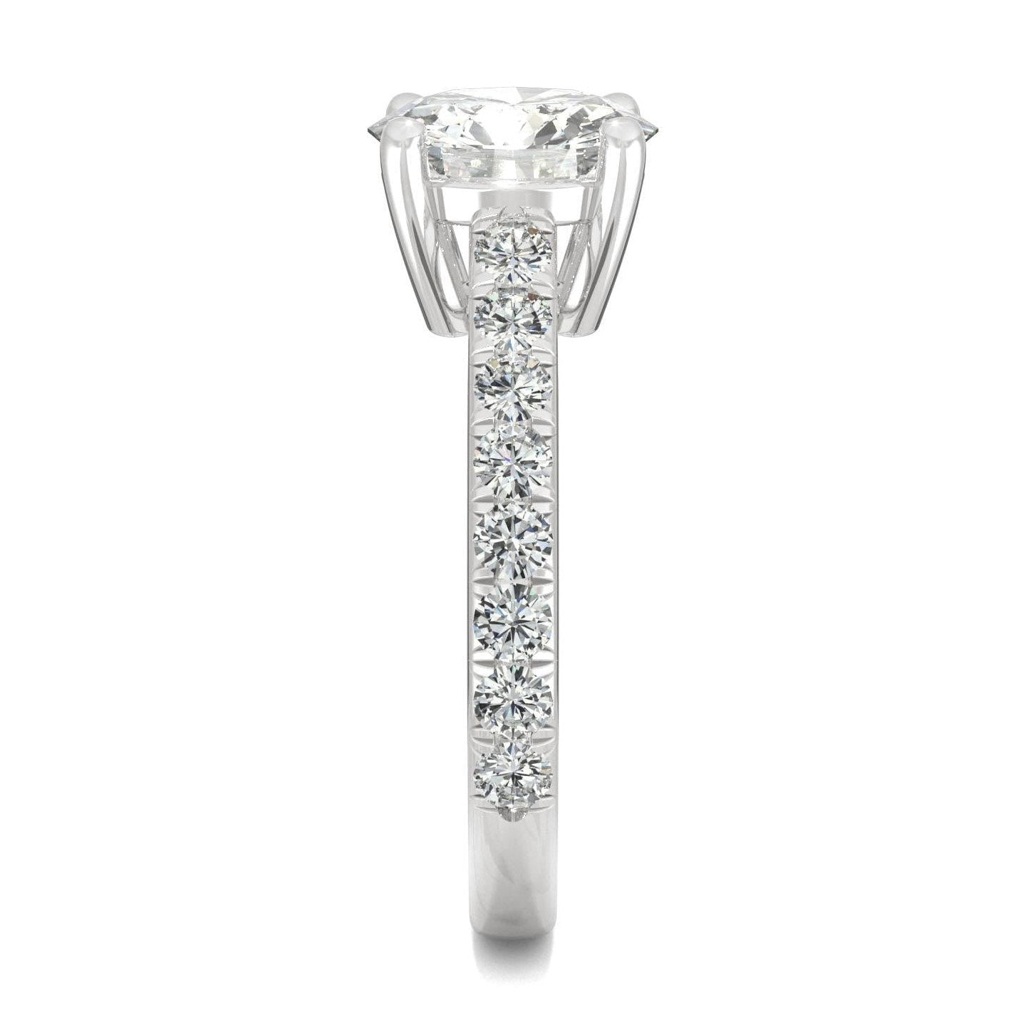 2.38 CTW   Round Moissanite Engagement Ring in 14K White Gold