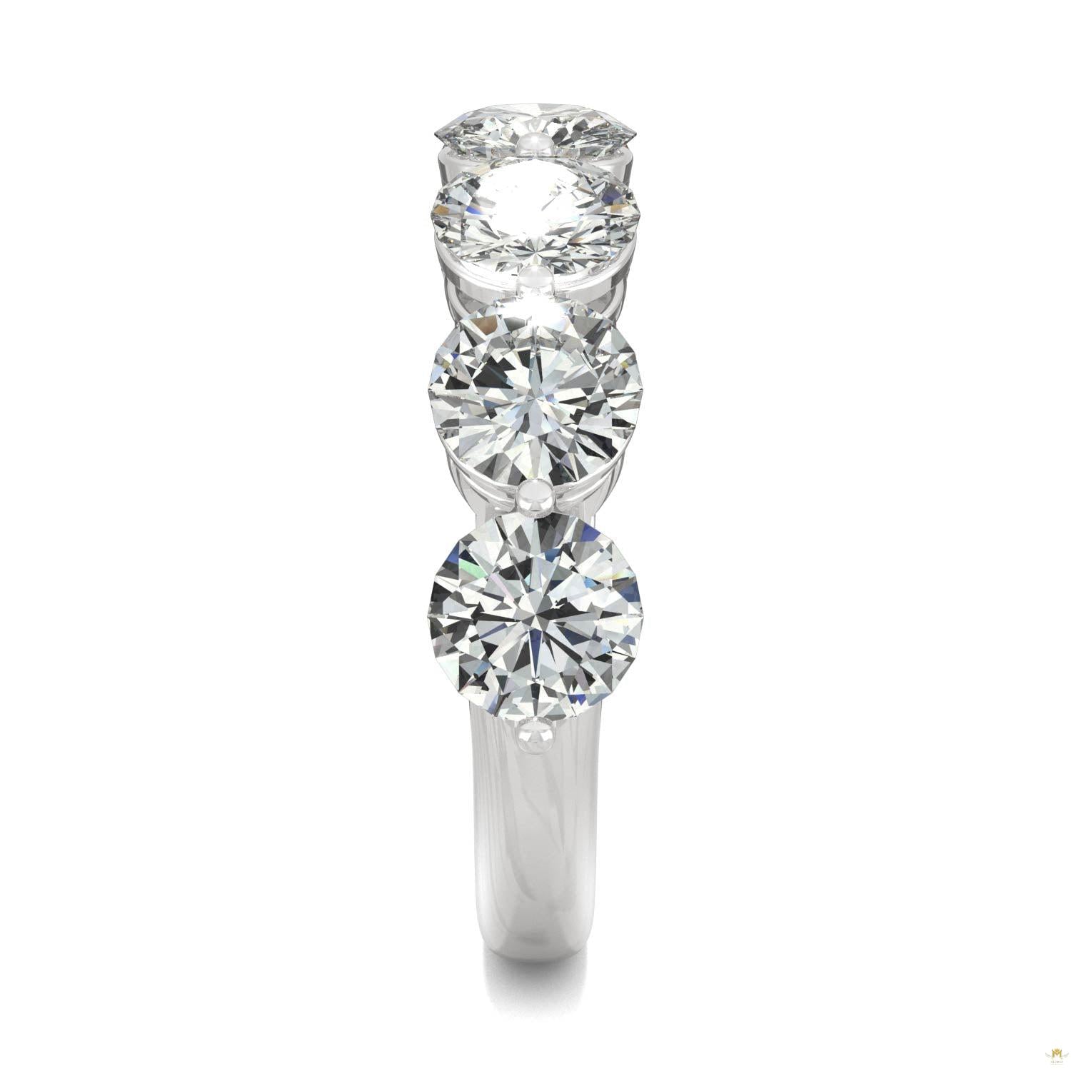 3.50 CTW   Round Moissanite Seven Stone Ring in 14K White Gold