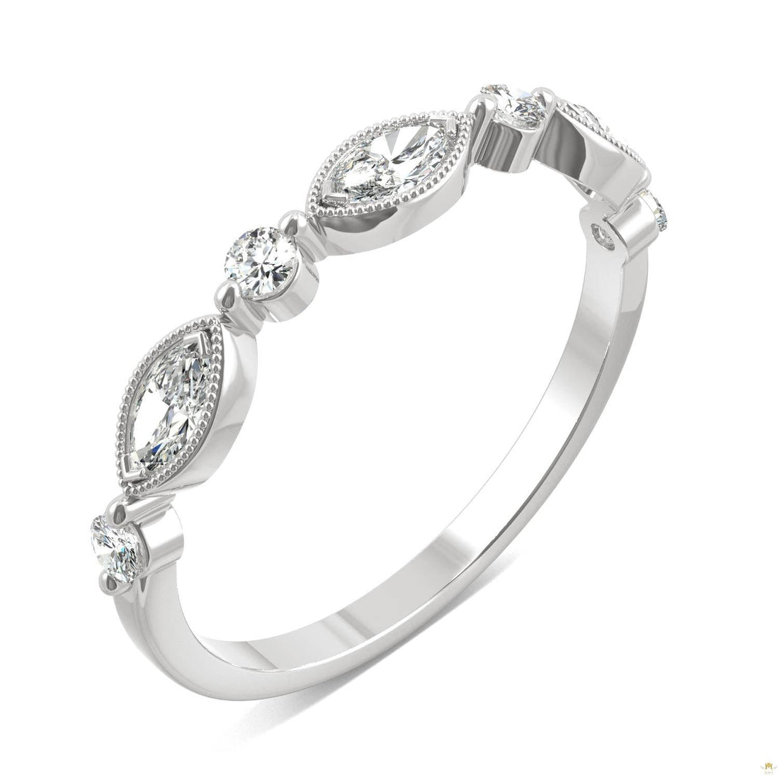0.33 CTW   Marquise Moissanite Anniversary Band in 14K White Gold