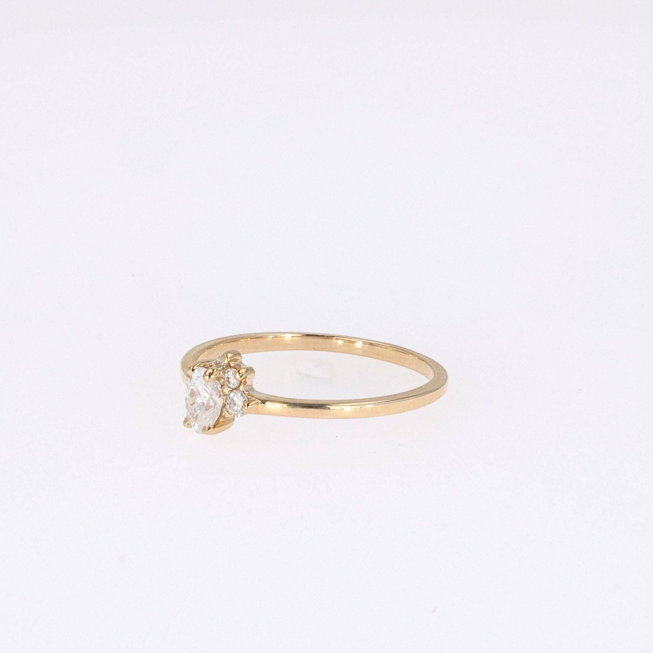 0.31 CTW   Oval Near-Colorless Moissanite Fashion Ring in 14K Yellow Gold