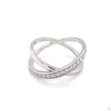 0.29 CTW   Round Near-Colorless Moissanite Crossover Band in Sterling Silver