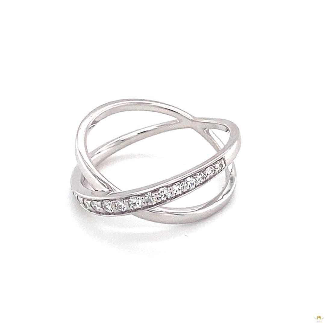 0.29 CTW   Round Near-Colorless Moissanite Crossover Band in Sterling Silver