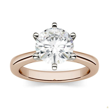 1.90 CTW   Round Moissanite Engagement Ring in 14K Two-Toned Gold