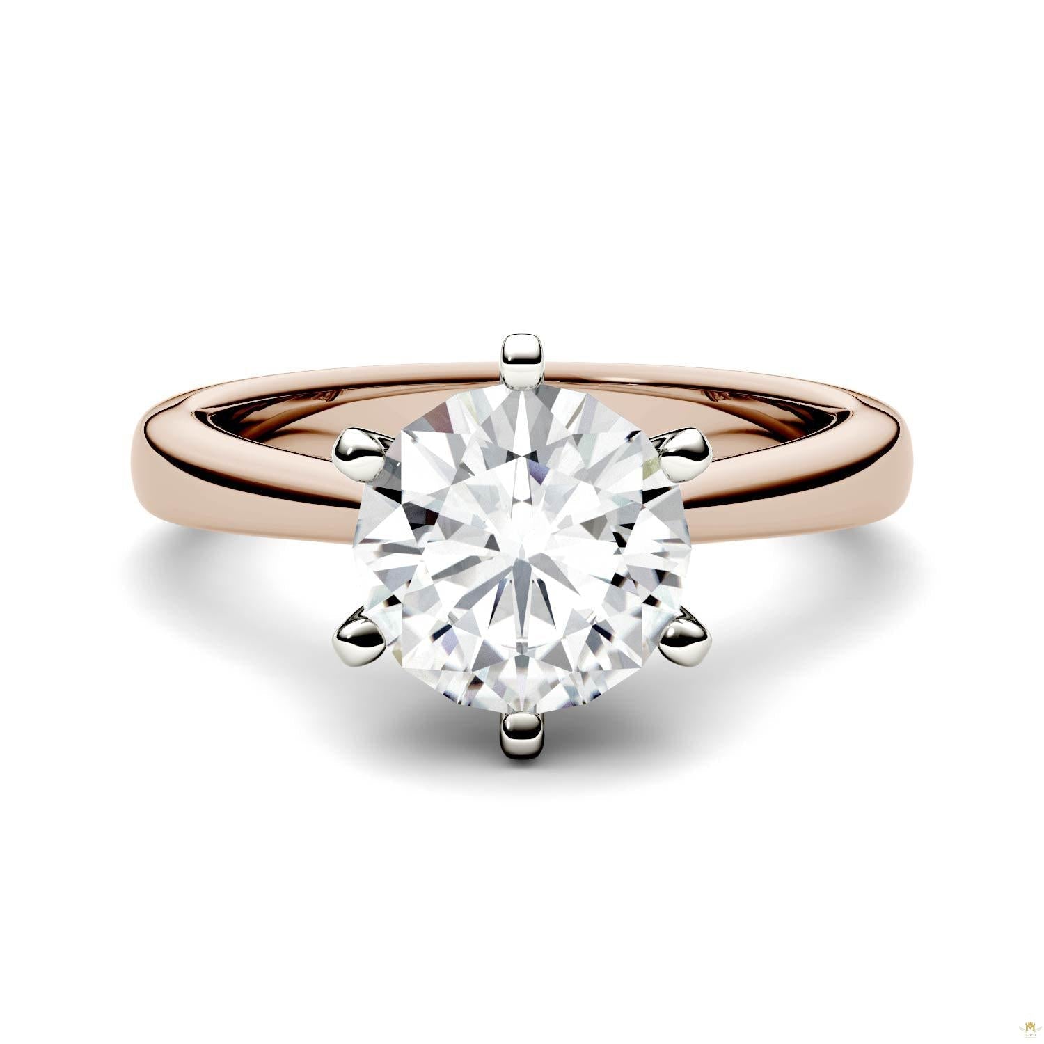 1.90 CTW   Round Moissanite Engagement Ring in 14K Two-Toned Gold