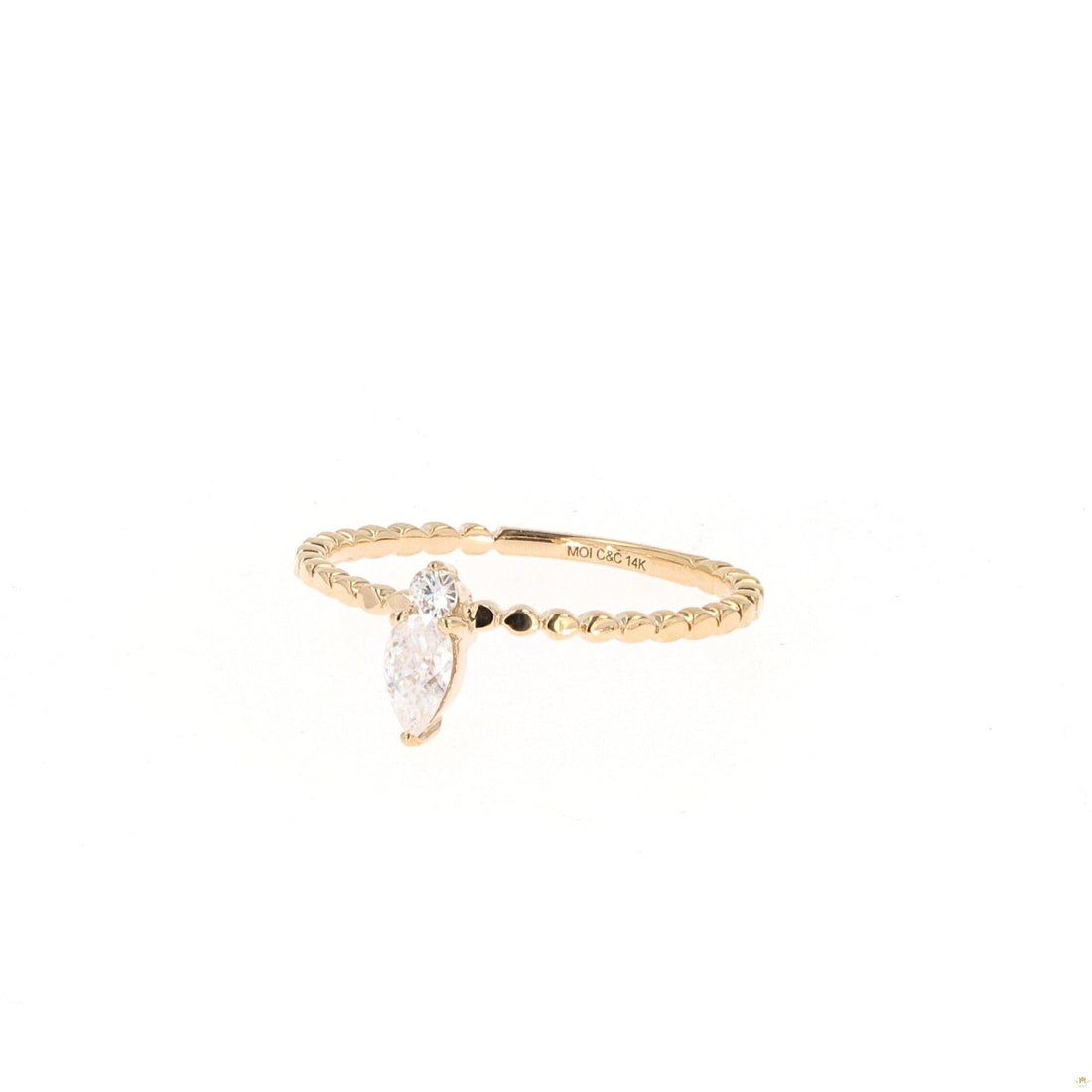 0.24 CTW   Pear Near-Colorless Moissanite Stackable Band in 14K Yellow Gold