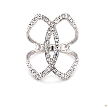 0.41 CTW   Round Near-Colorless Moissanite Statement Ring in 14K White Gold