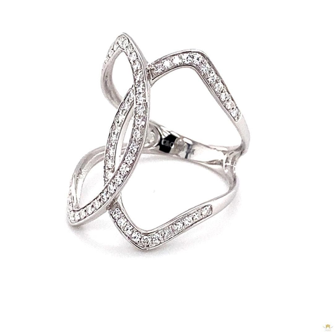 0.41 CTW   Round Near-Colorless Moissanite Statement Ring in 14K White Gold