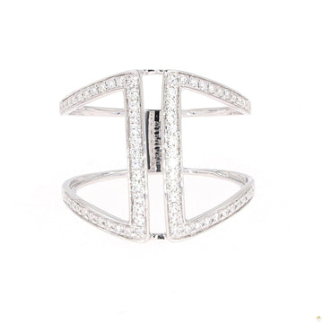 0.34 CTW   Round Near-Colorless Moissanite Statement Ring in 14K White Gold
