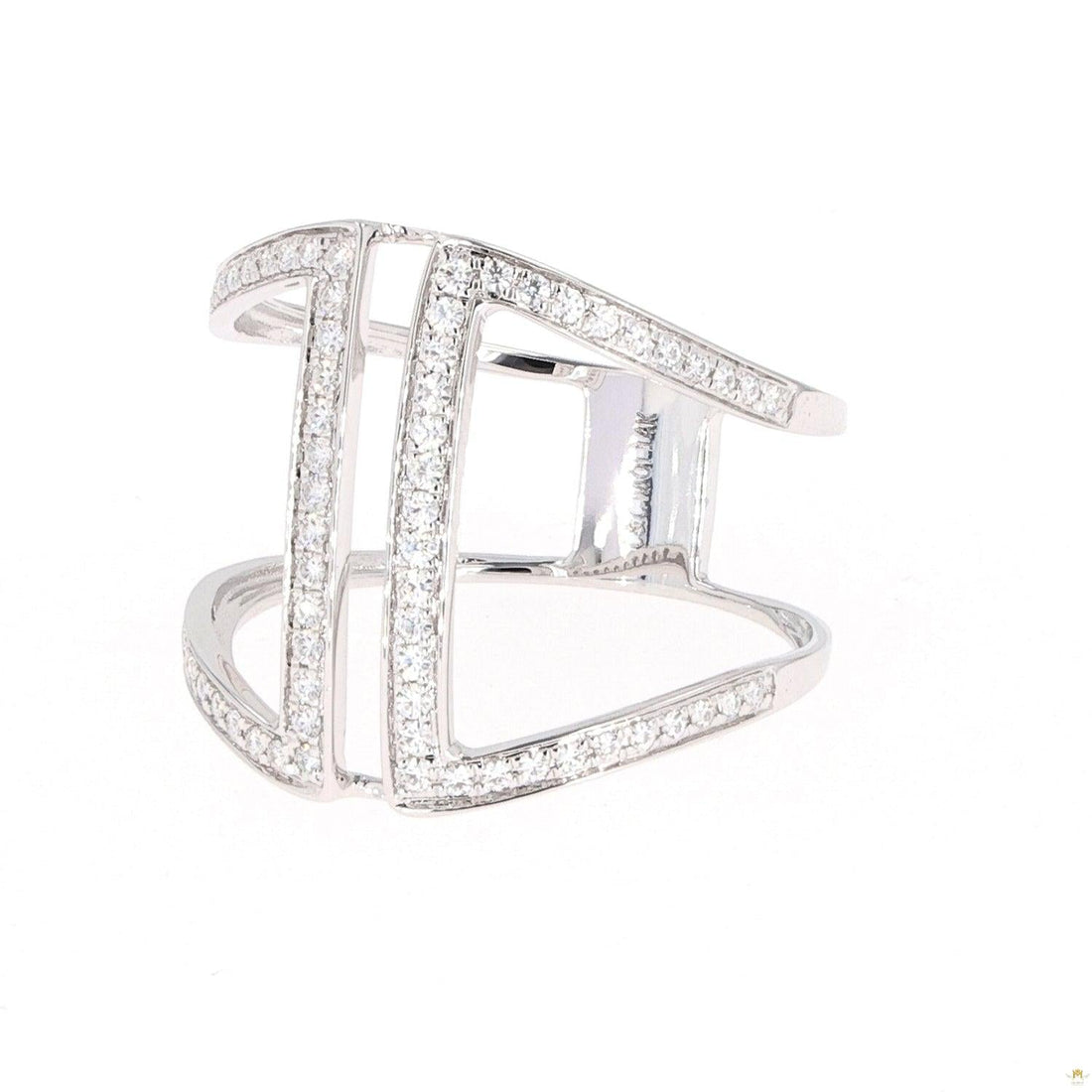 0.34 CTW   Round Near-Colorless Moissanite Statement Ring in 14K White Gold