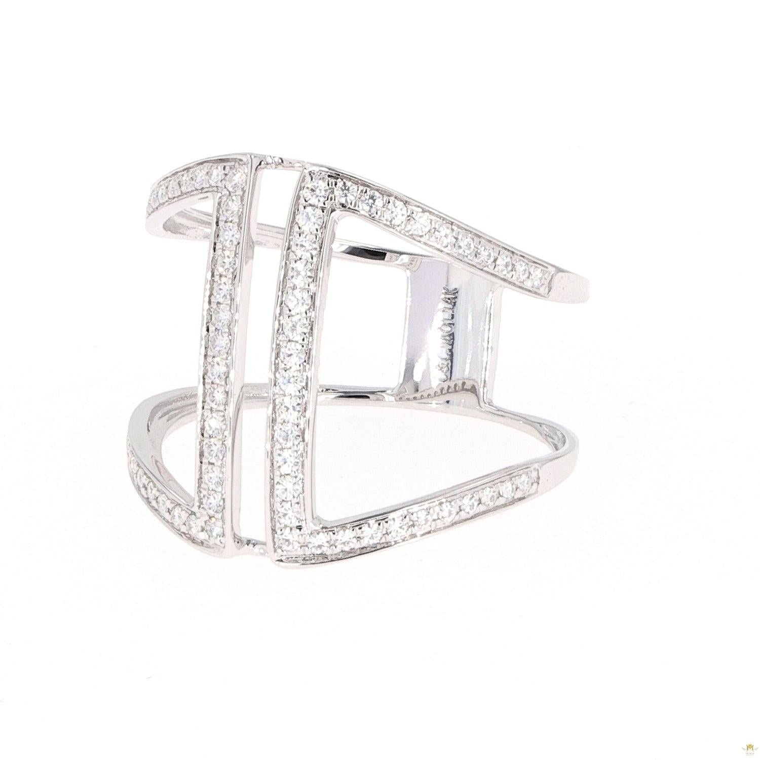 0.34 CTW   Round Near-Colorless Moissanite Statement Ring in 14K White Gold