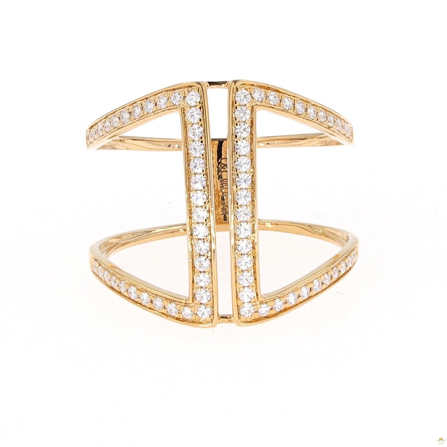 0.34 CTW   Round Near-Colorless Moissanite Open Fashion Ring in 14K Yellow Gold