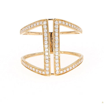 0.34 CTW   Round Near-Colorless Moissanite Open Fashion Ring in 14K Yellow Gold