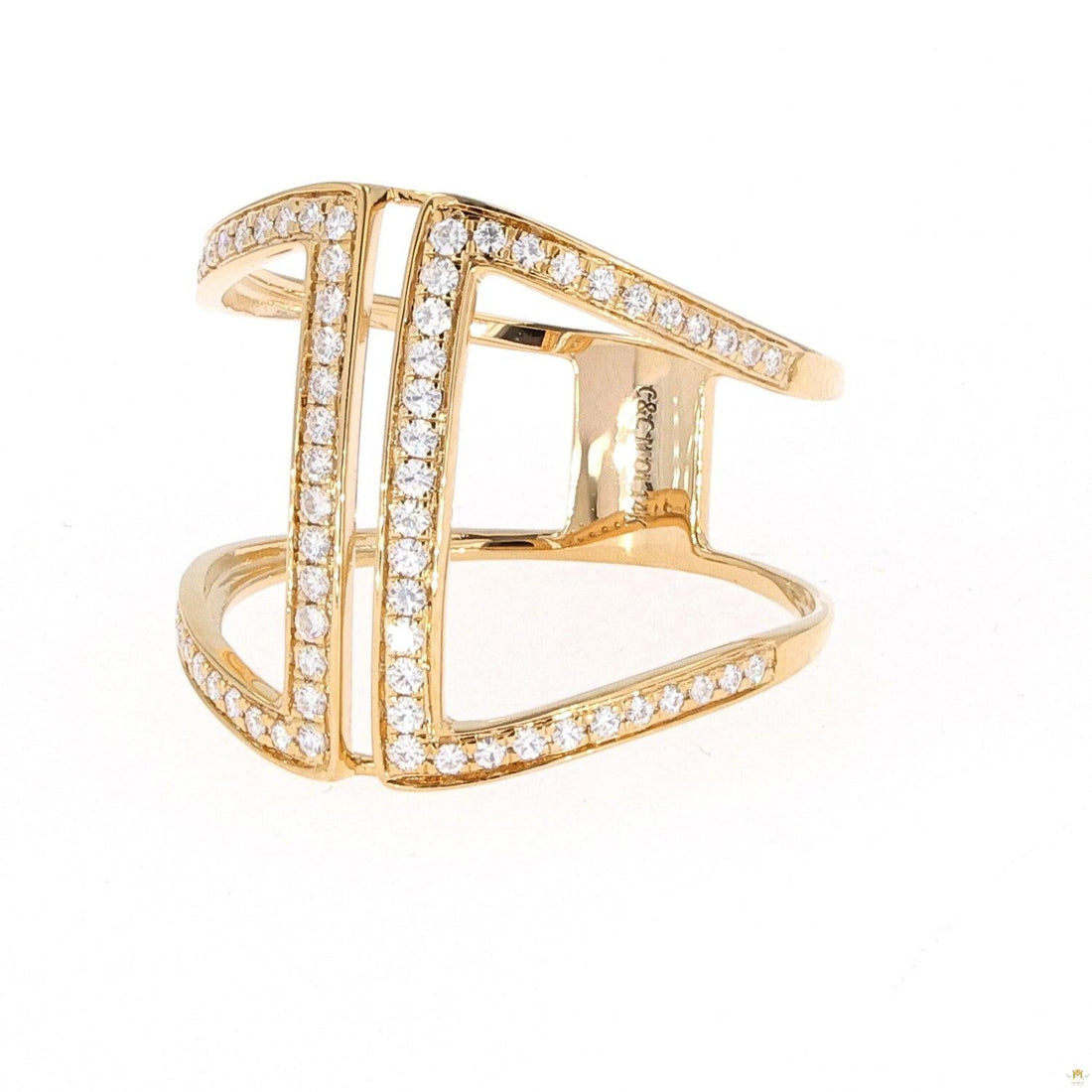 0.34 CTW   Round Near-Colorless Moissanite Open Fashion Ring in 14K Yellow Gold