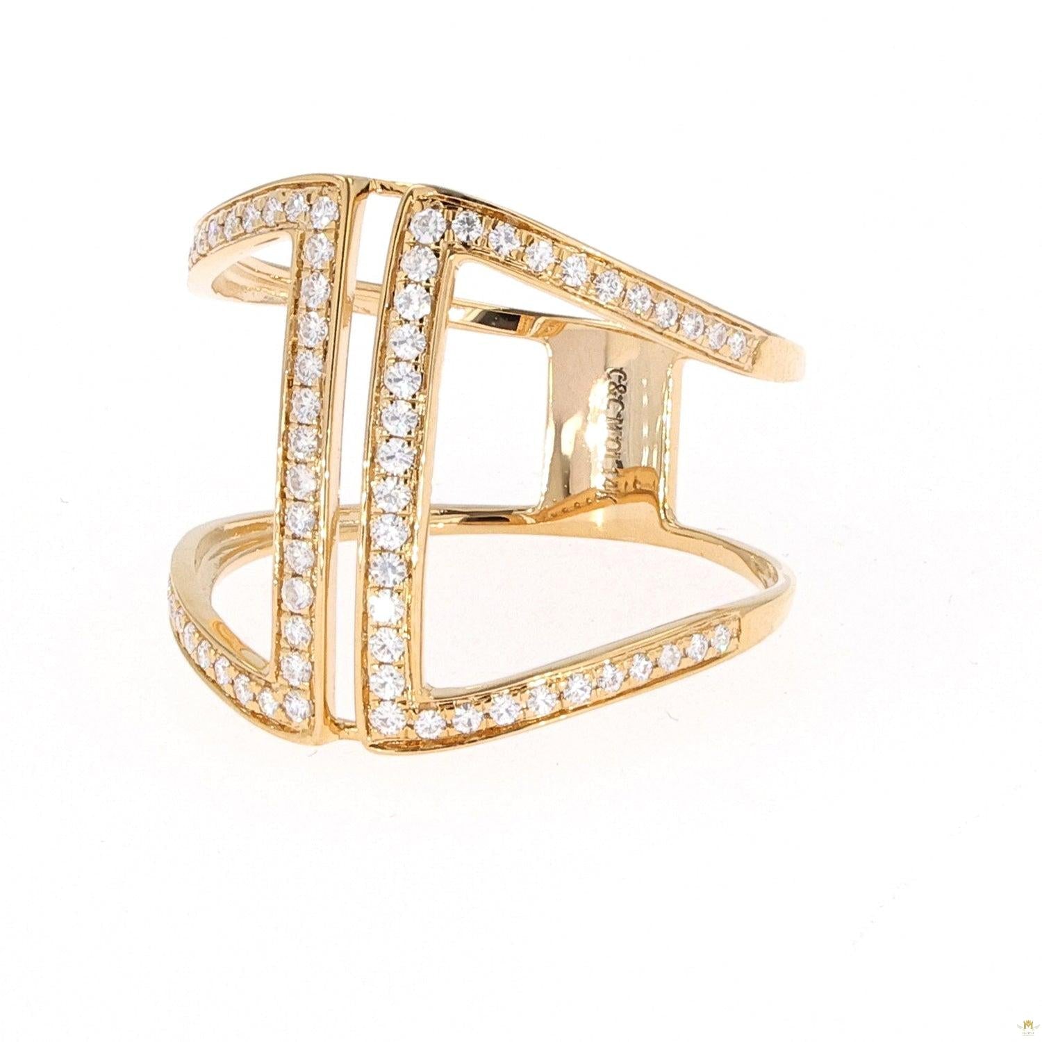 0.34 CTW   Round Near-Colorless Moissanite Open Fashion Ring in 14K Yellow Gold