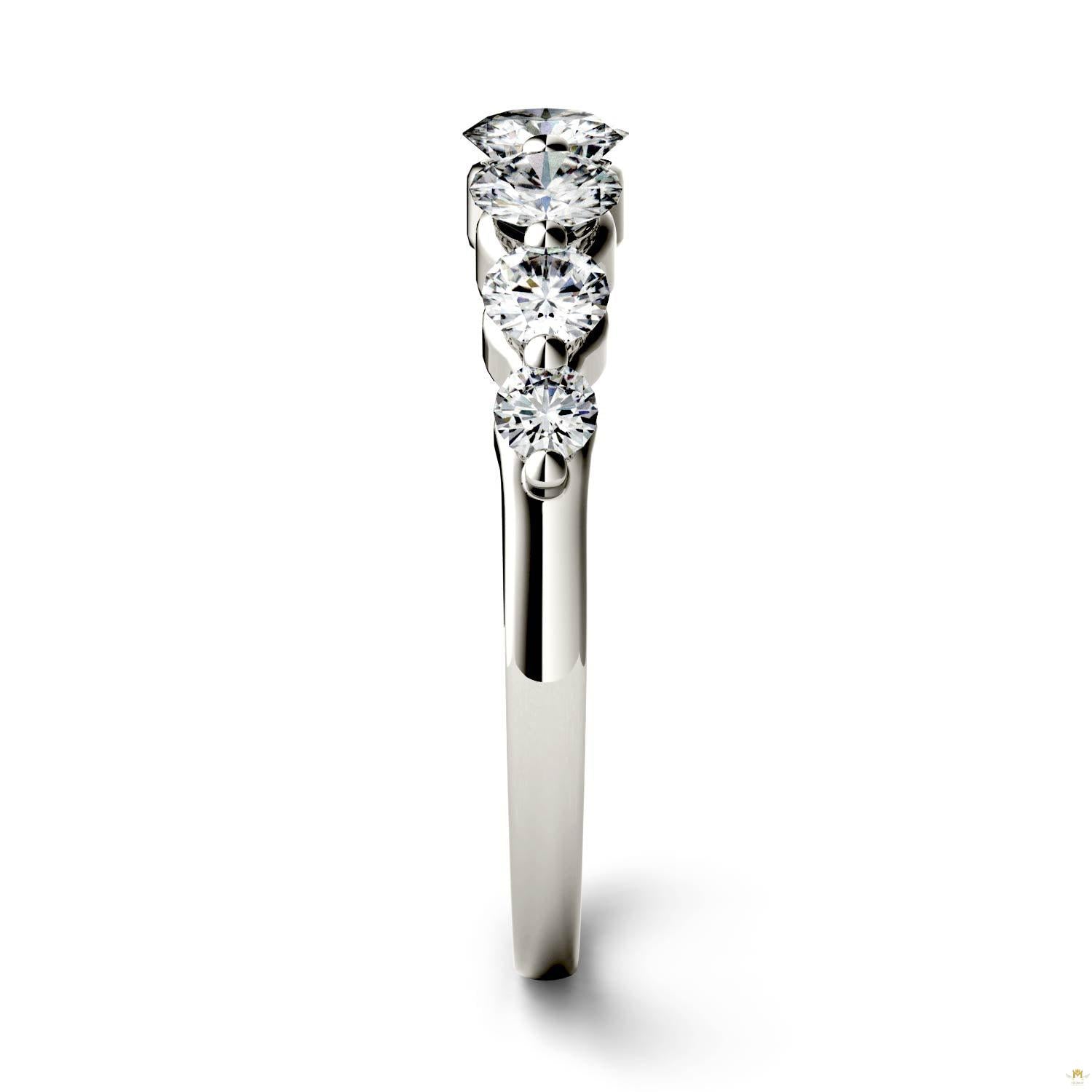 0.87 CTW   Round Moissanite Seven Stone Ring in 14K White Gold