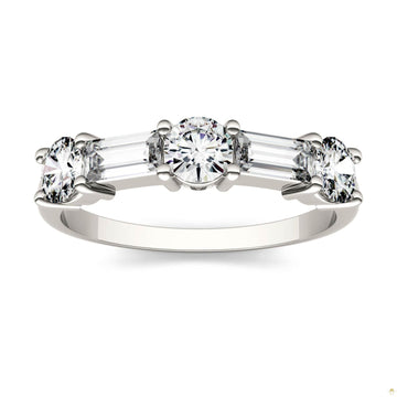 1.15 CTW   Straight Baguette Moissanite Stackable Ring in 14K White Gold