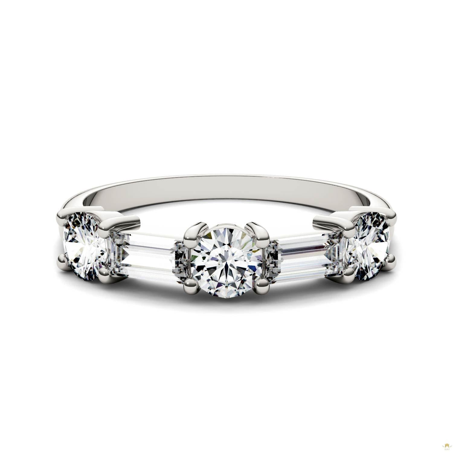 1.15 CTW   Straight Baguette Moissanite Stackable Ring in 14K White Gold