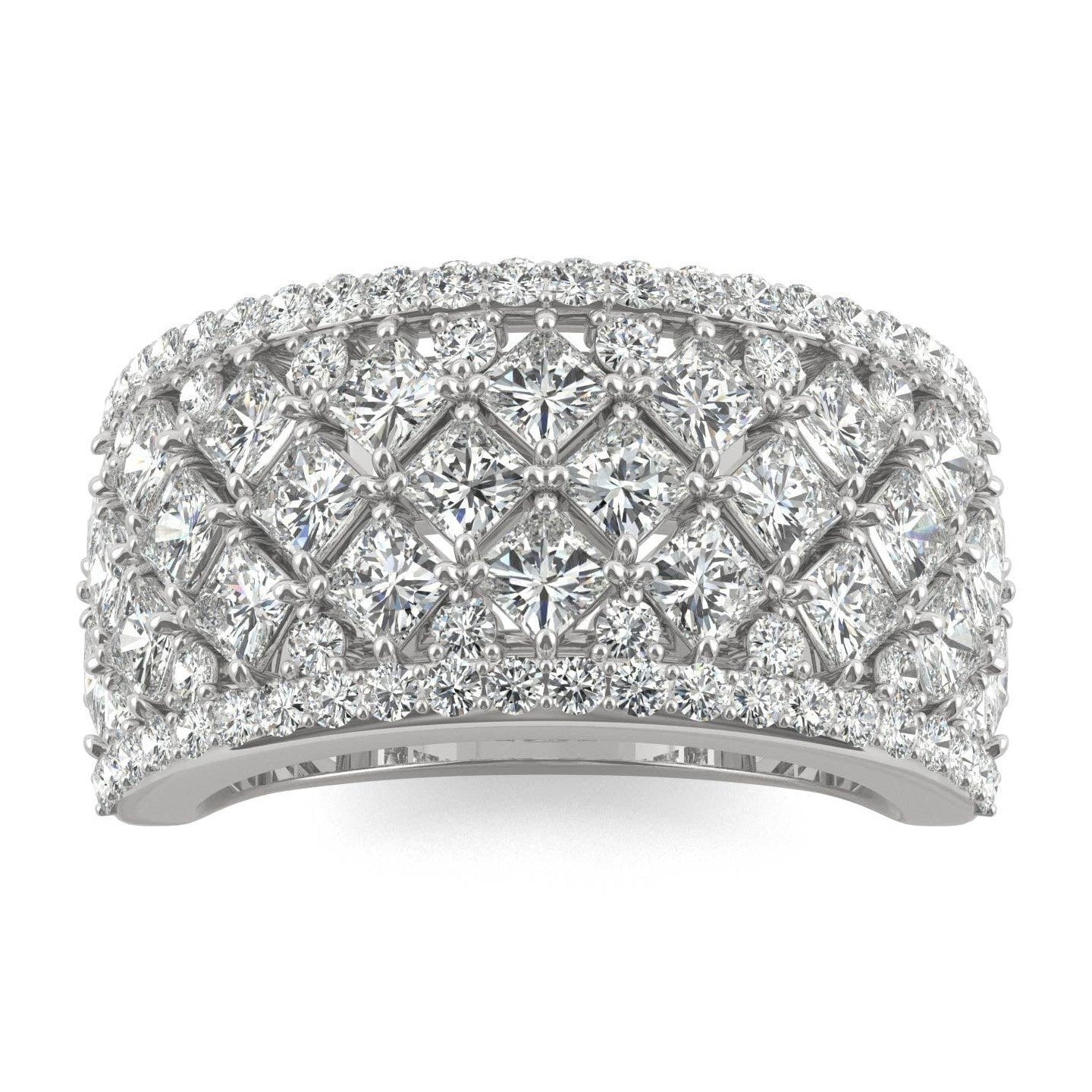 3.74 CTW   Square Moissanite Fashion Ring in 14K White Gold
