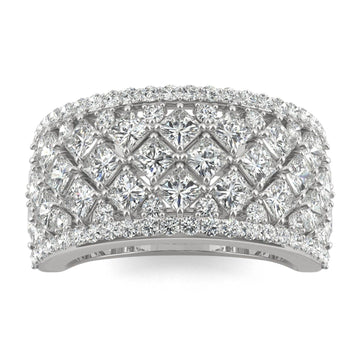 3.74 CTW   Square Moissanite Fashion Ring in 14K White Gold