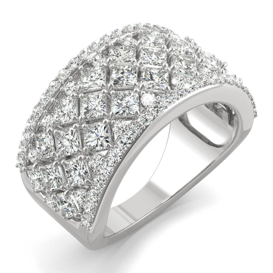 3.74 CTW   Square Moissanite Fashion Ring in 14K White Gold