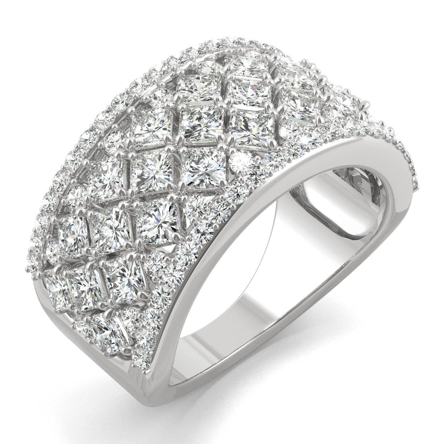 3.74 CTW   Square Moissanite Fashion Ring in 14K White Gold