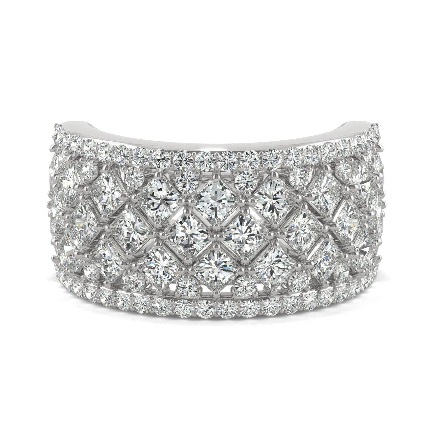 3.74 CTW   Square Moissanite Fashion Ring in 14K White Gold