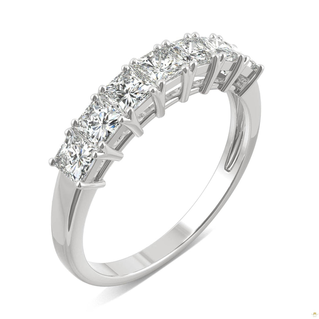 1.26 CTW   Square Moissanite Anniversary Band in 14K White Gold