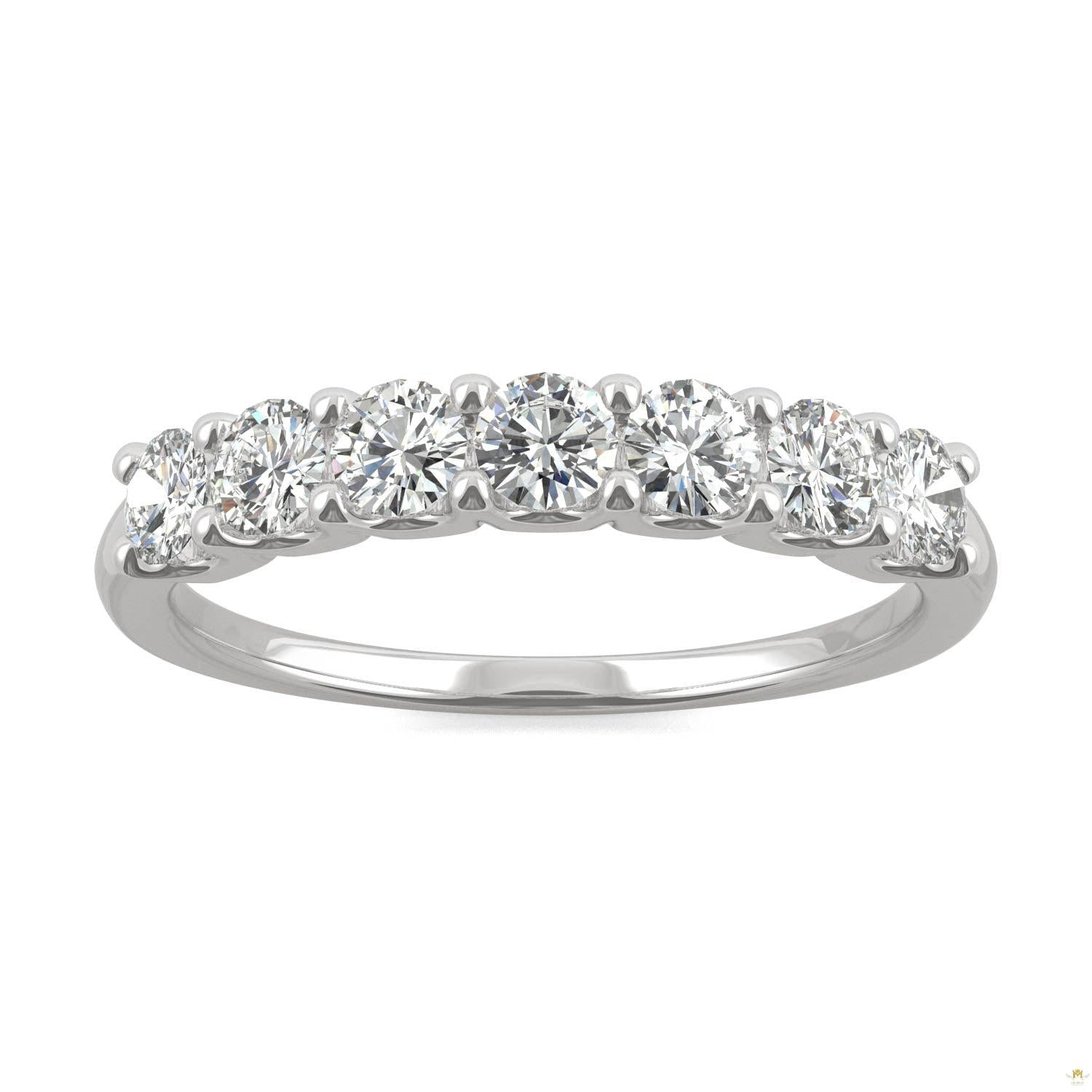 0.70 CTW   Round Moissanite Anniversary Band in 14K White Gold
