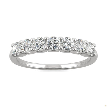 0.70 CTW   Round Moissanite Anniversary Band in 14K White Gold
