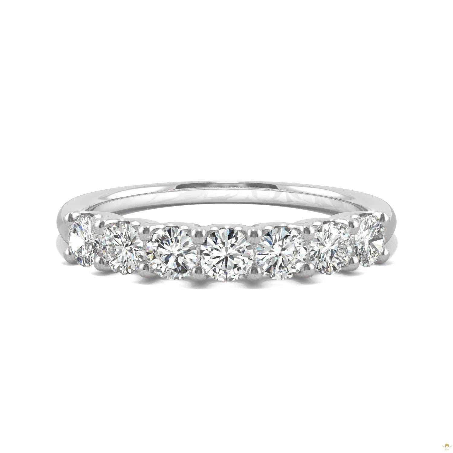 0.70 CTW   Round Moissanite Anniversary Band in 14K White Gold