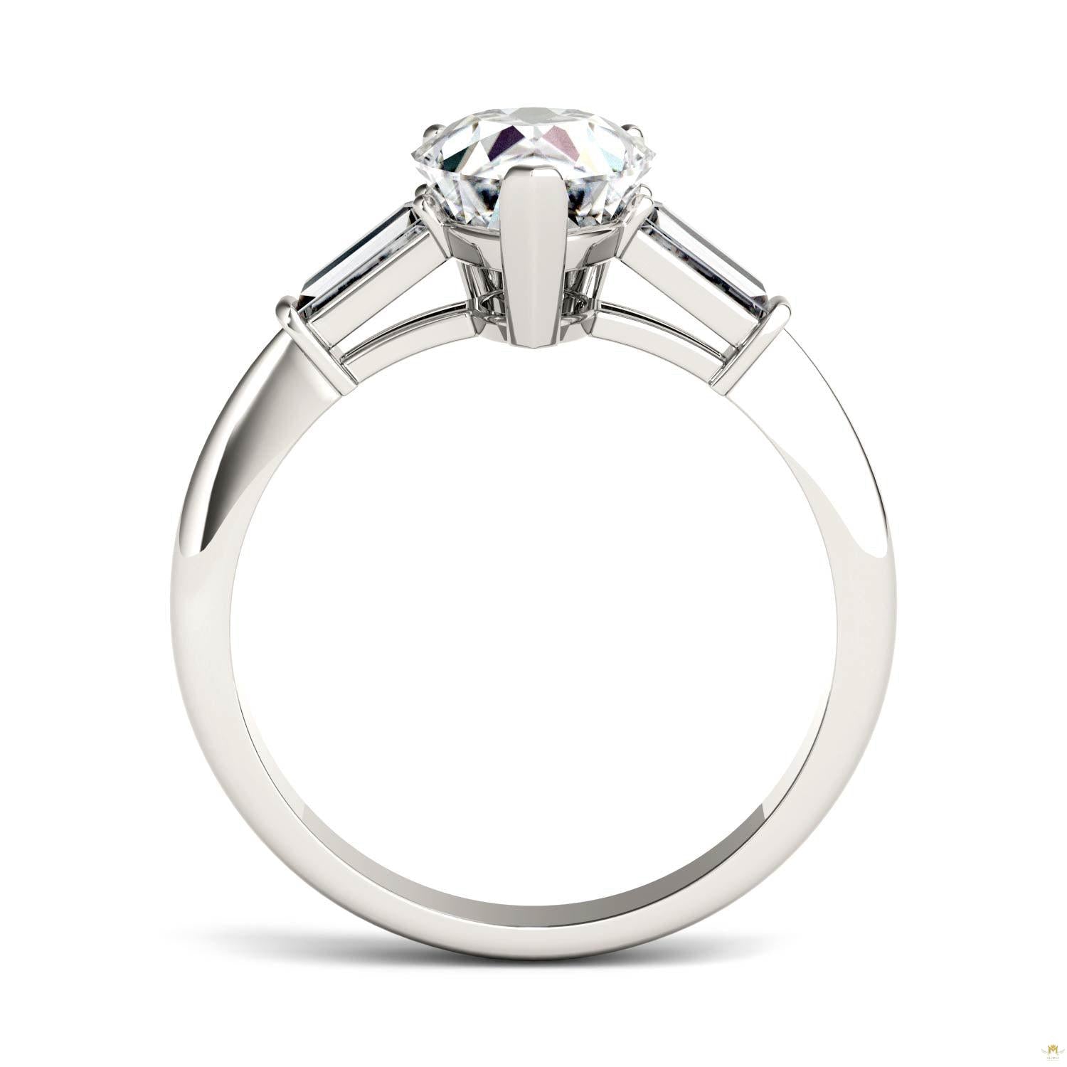2.47 CTW   Pear Moissanite Engagement Ring in 14K White Gold