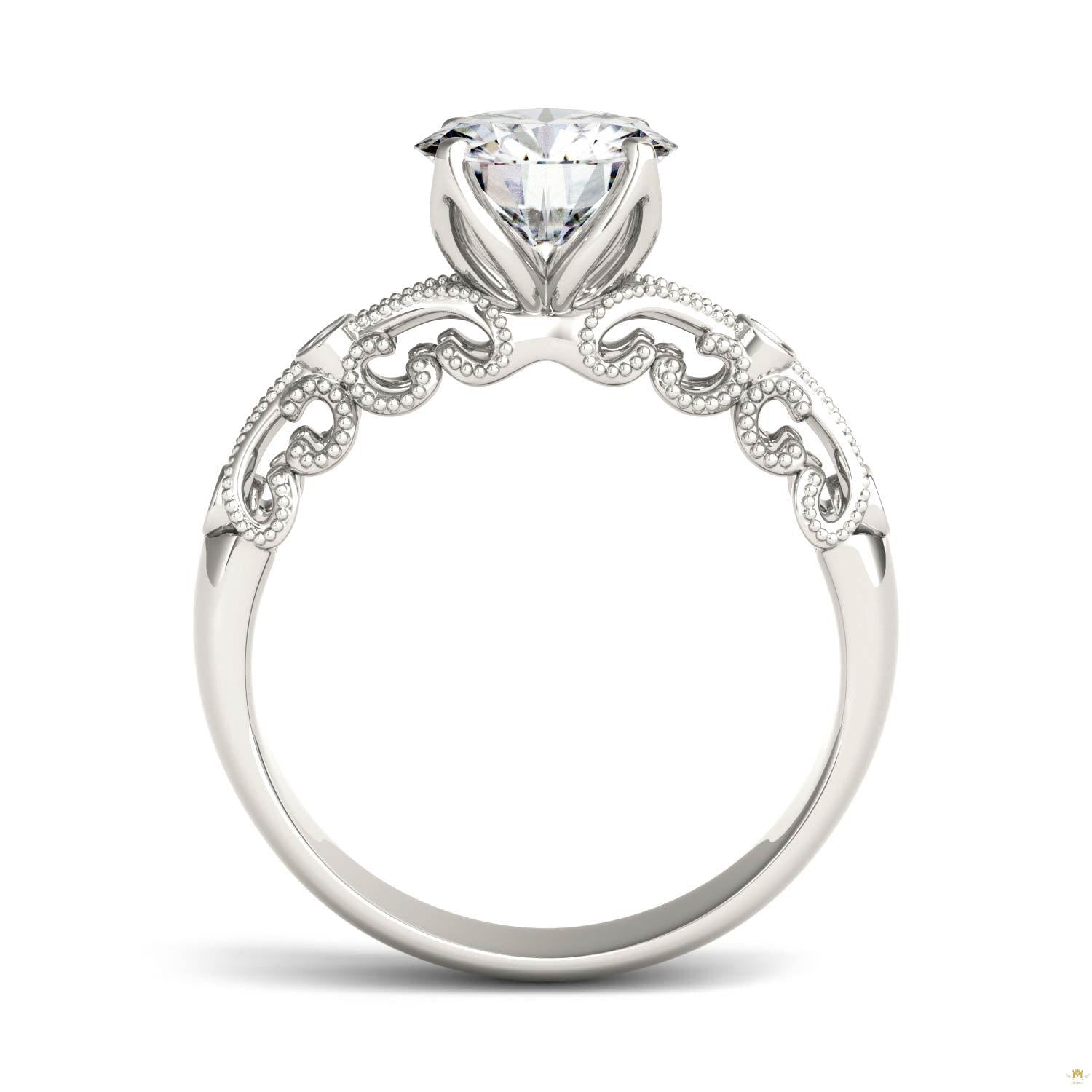 1.54 CTW   Round Moissanite Fashion Ring in 14K White Gold