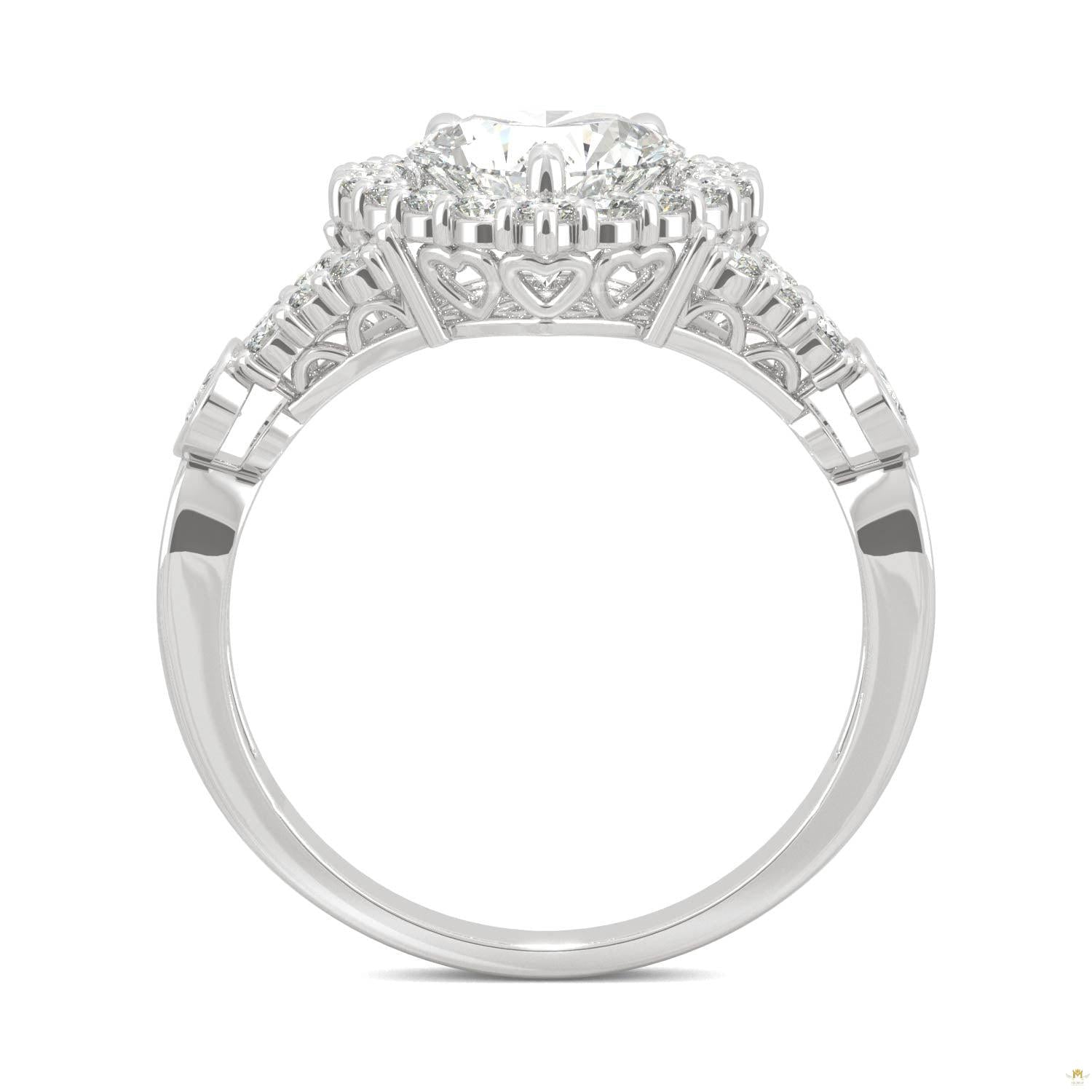 1.79 CTW   Heart Moissanite Engagement Ring in 14K White Gold