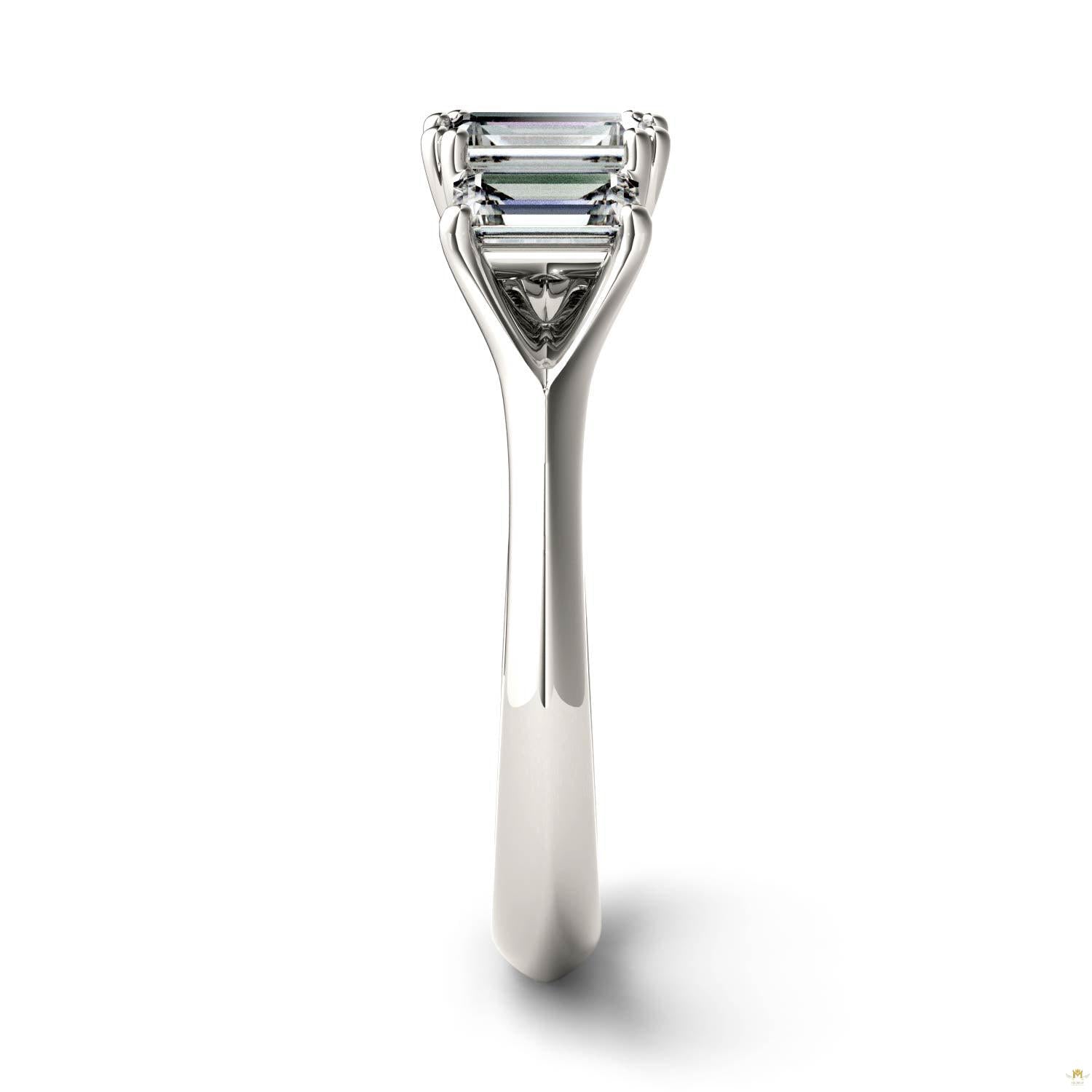 1.36 CTW   Radiant Moissanite Three Stone Ring in 14K White Gold