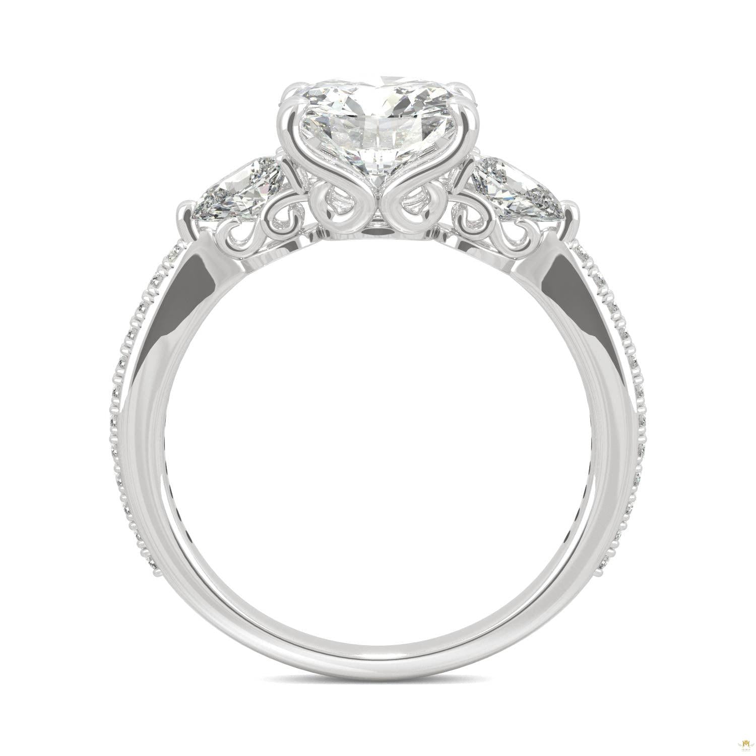 2.50 CTW   Round Moissanite Engagement Ring in 14K White Gold