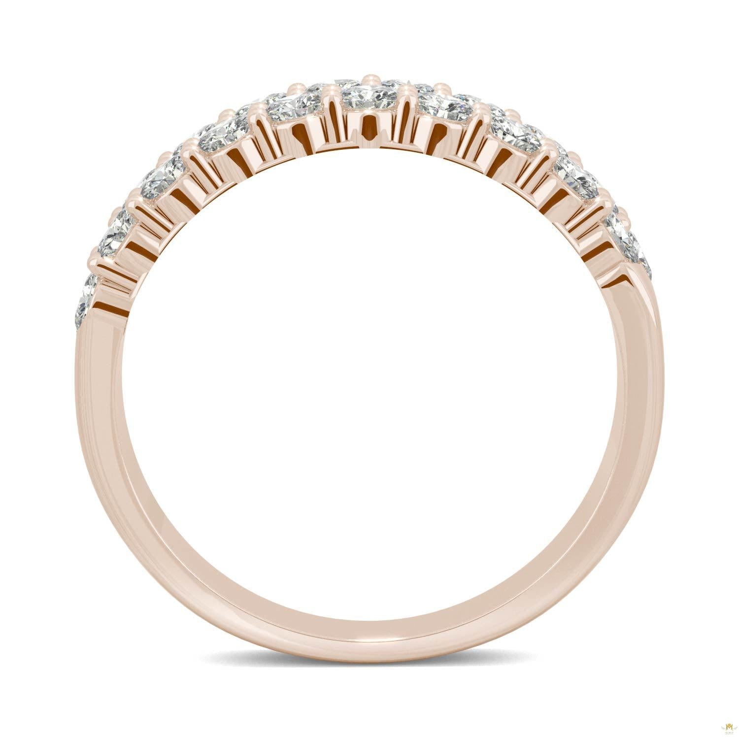 1.00 CTW   Round Moissanite Two Row Ring in 14K Rose Gold