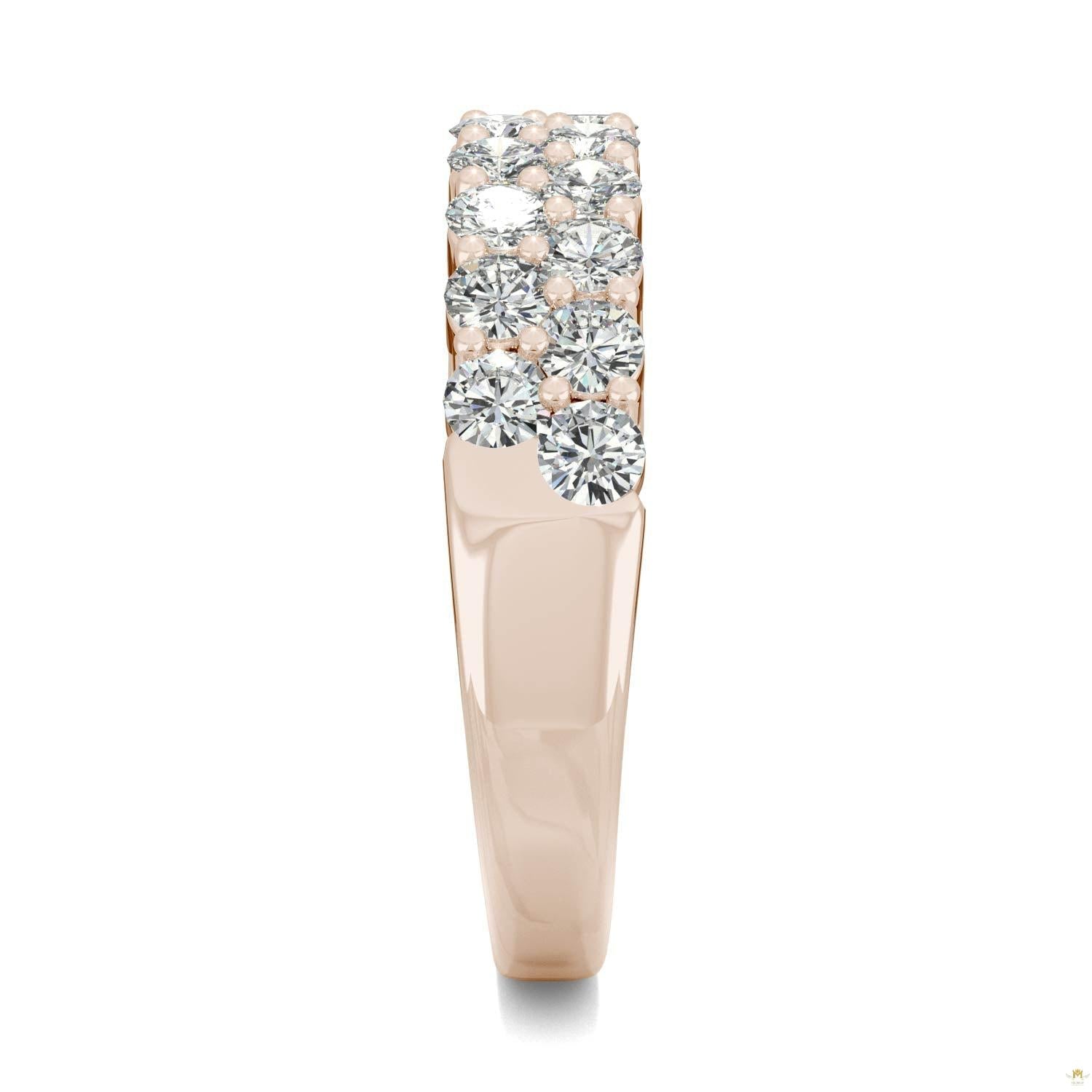 1.00 CTW   Round Moissanite Two Row Ring in 14K Rose Gold
