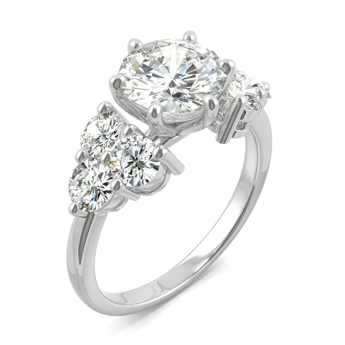 3.28 CTW   Round Moissanite Engagement Ring in 14K White Gold