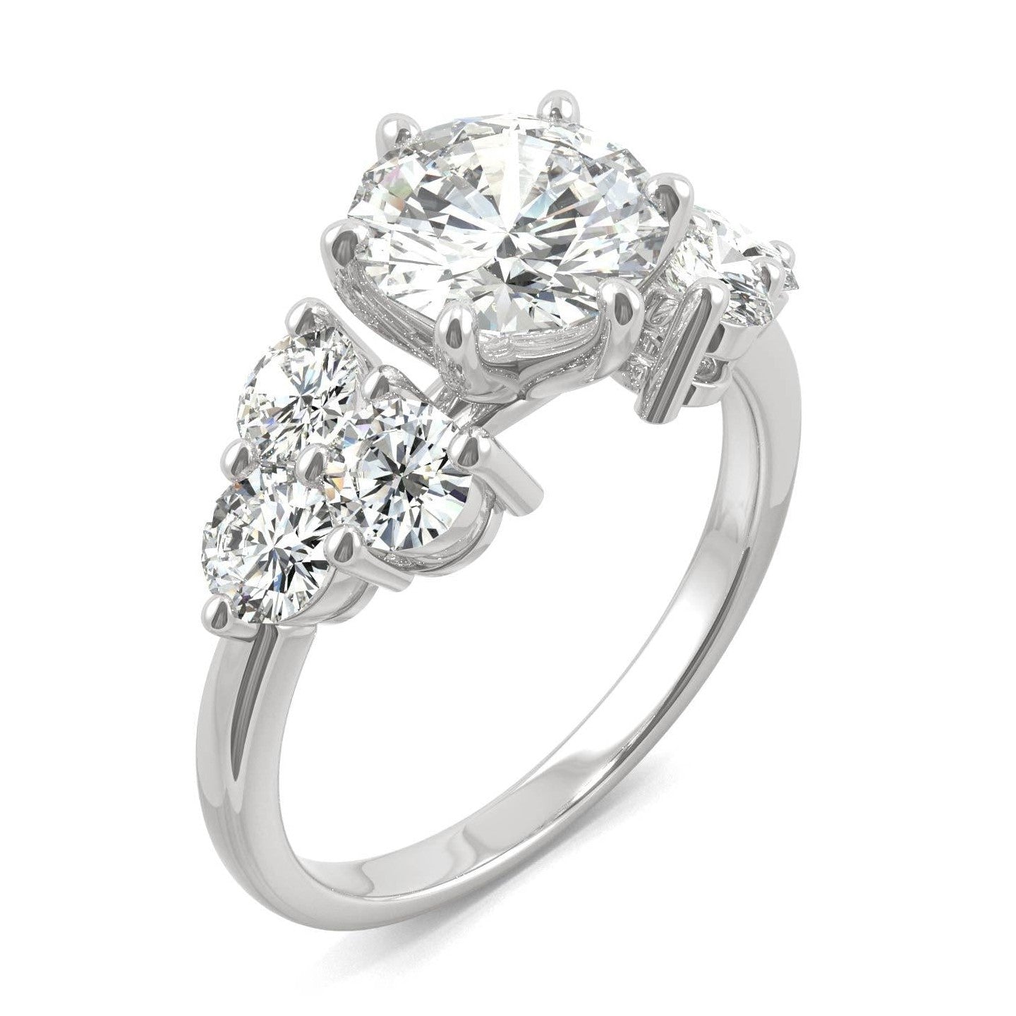 3.28 CTW   Round Moissanite Engagement Ring in 14K White Gold