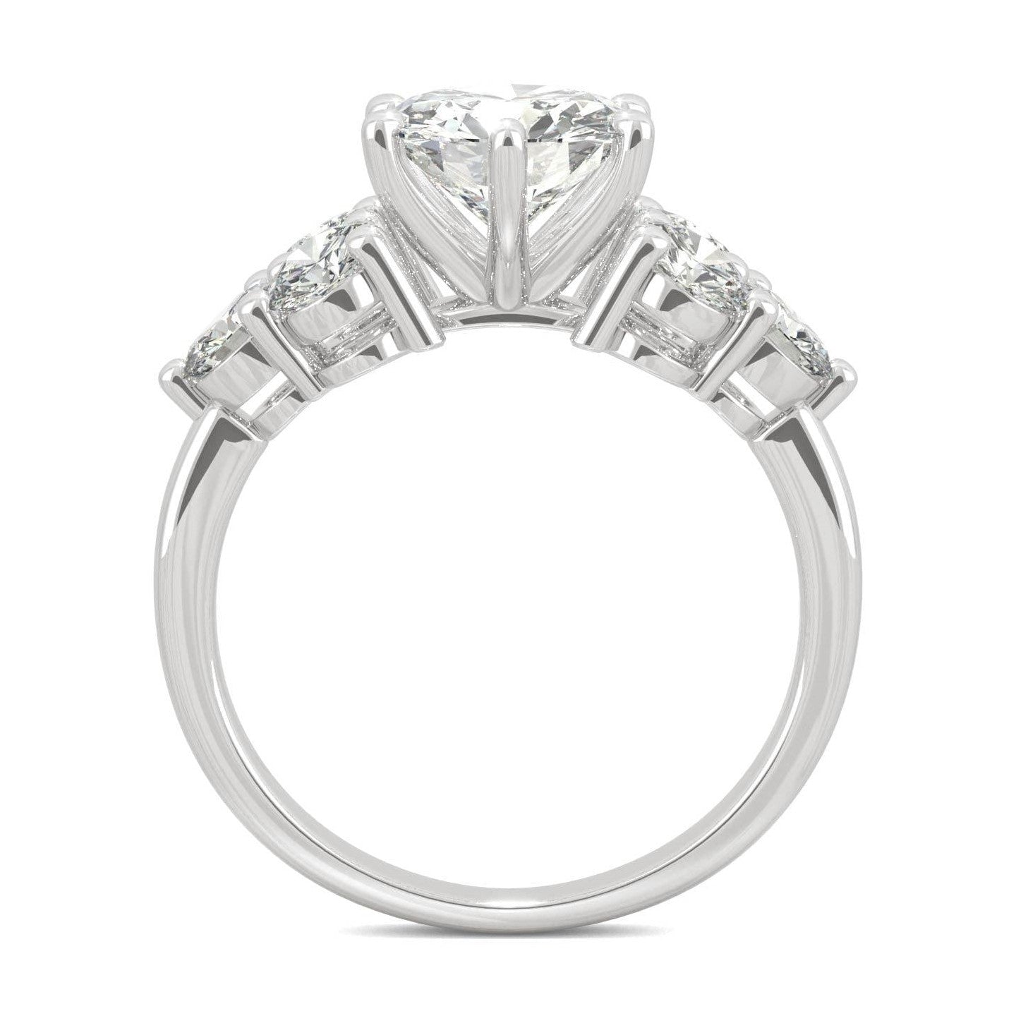 3.28 CTW   Round Moissanite Engagement Ring in 14K White Gold